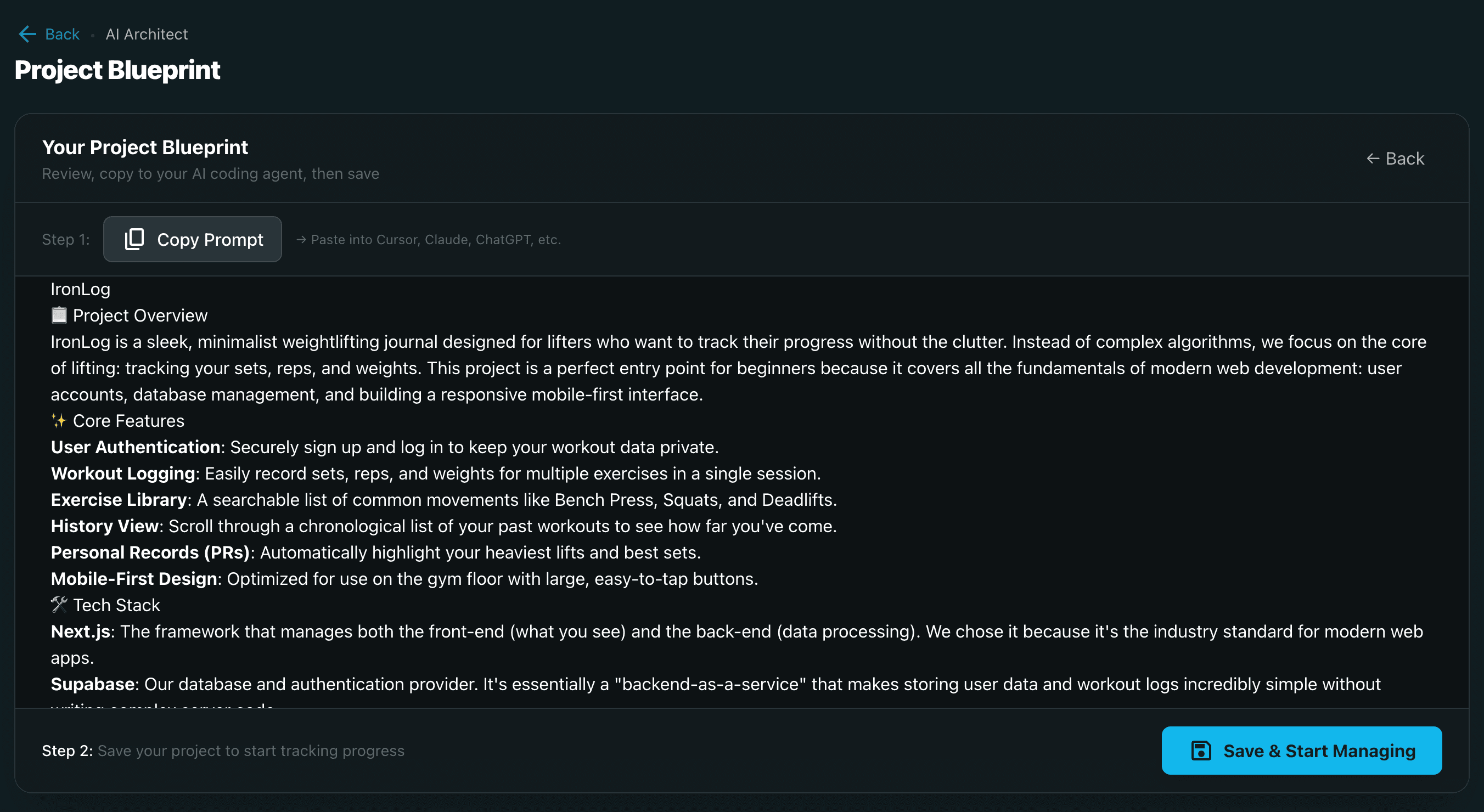 Copy prompt to clipboard